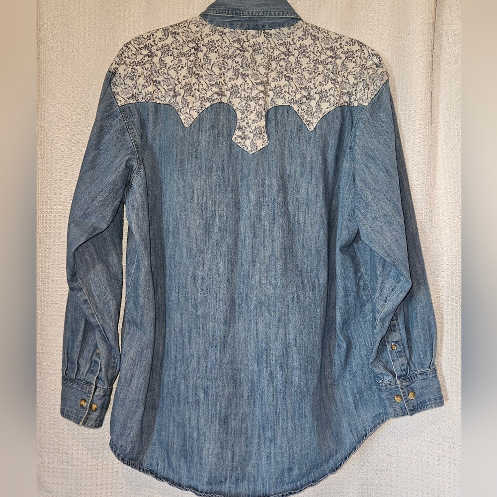 Express Rider Denim Western Shirt Mens L Vintage Ranch - Picture 2 of 5
